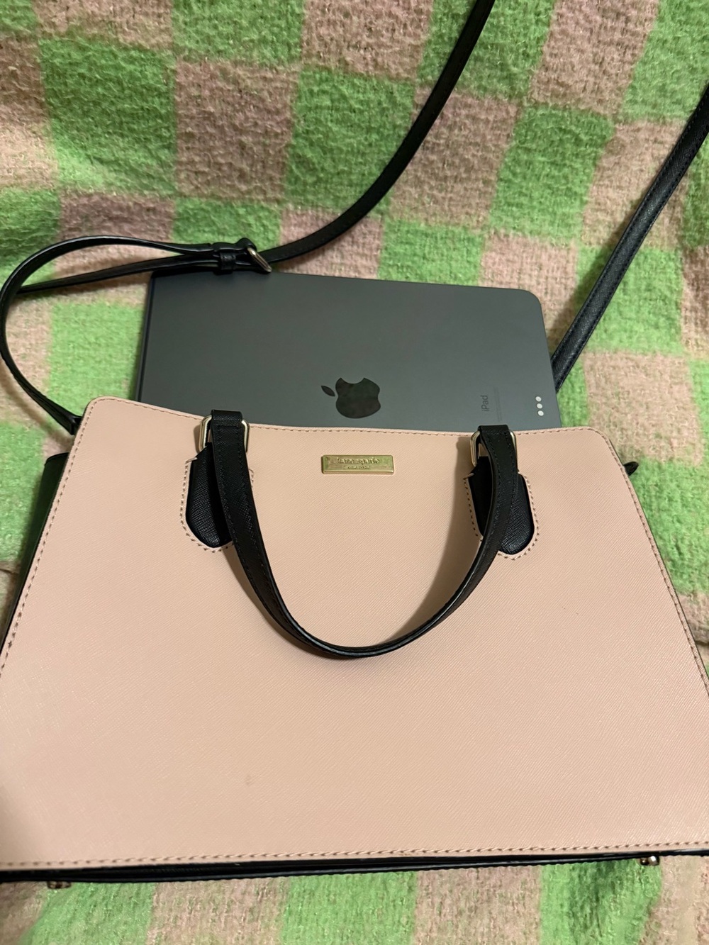 kate spade Blush and Black Double-Handle Satchel - Picture 4 of 4